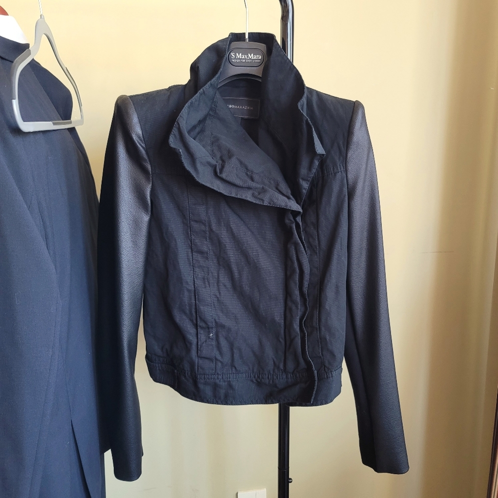 BCBGMaxAzria Faux Leather Contrast Jacket - size XS